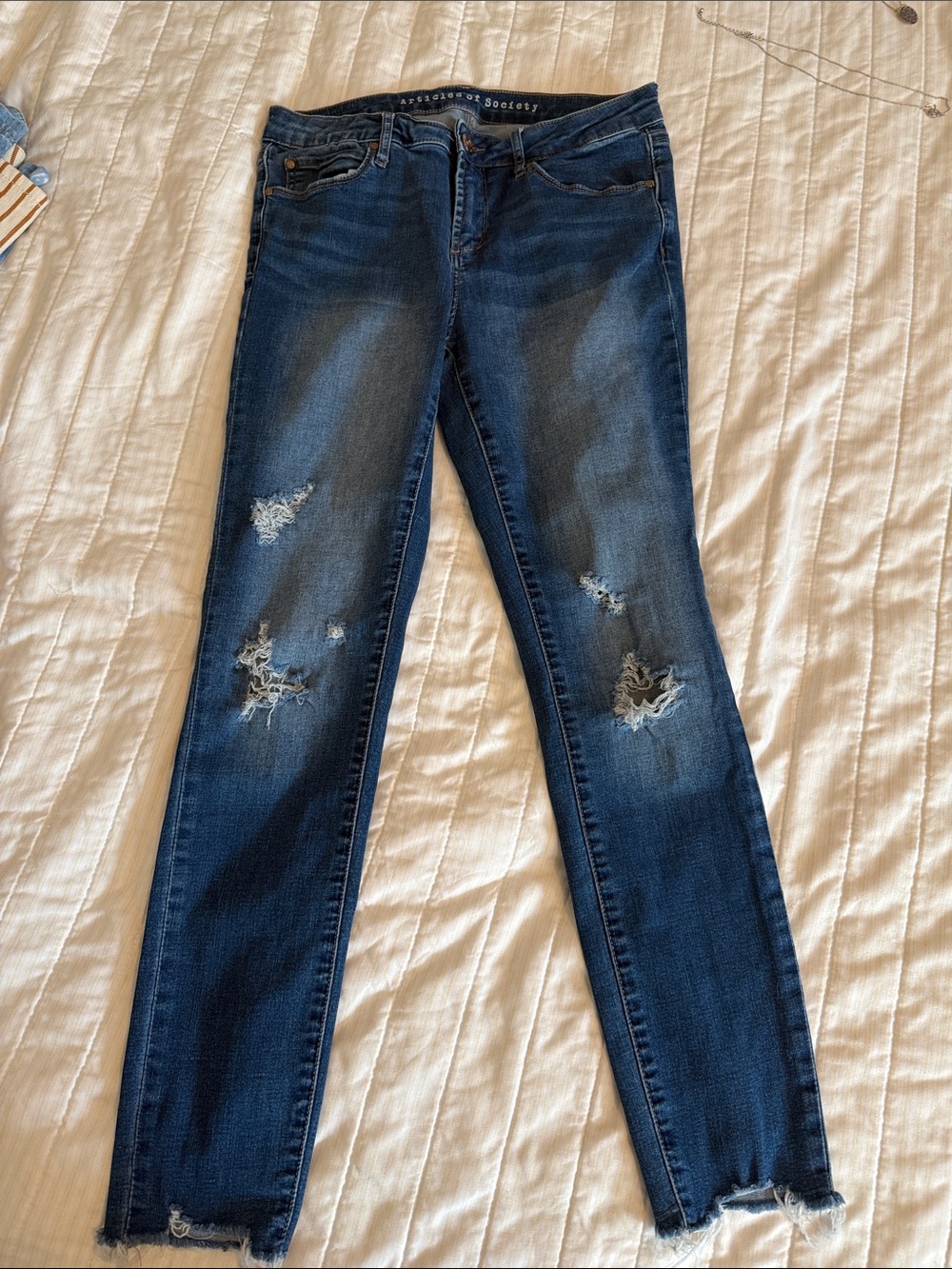 Articles Of Society Dark Blue Distressed Skinny Jeans